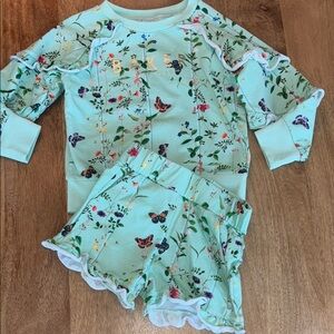 Ted Baker Green garden print shorts and sweater set 3-4Y